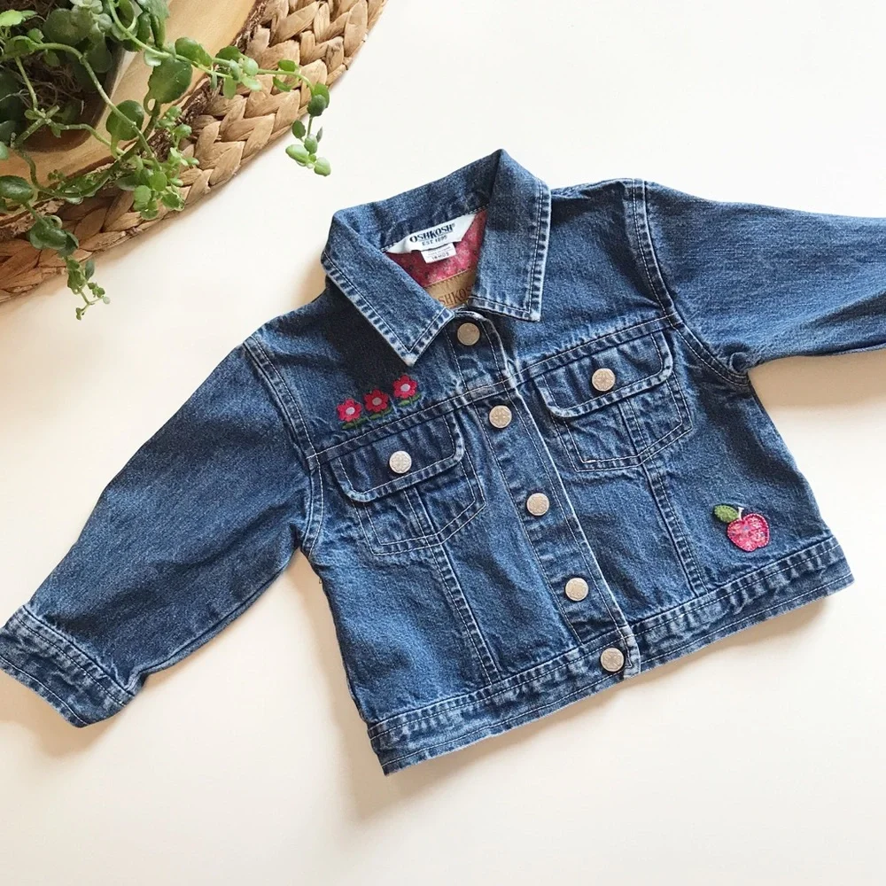 Vintage Oshkosh Flower Patch Denim Jacket | 12-18m